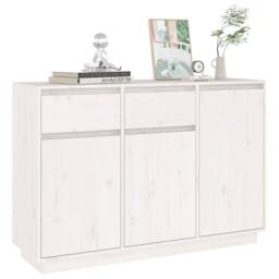 Berkfield Home Sideboard White 110x34x75 cm Solid Wood Pine - Size: 110 x 34 x 75 cm - thumbnail 6