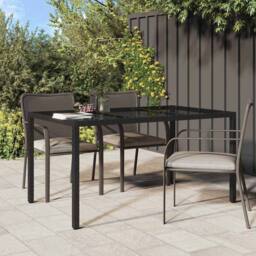 Berkfield Home Garden Dining Table Black 150x90x75 cm Poly Rattan - Size: 150 x 90 x 75 cm - thumbnail 2