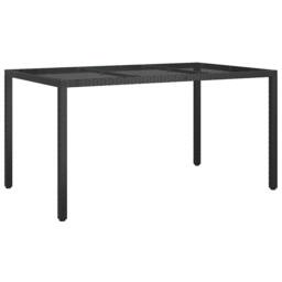 Berkfield Home Garden Dining Table Black 150x90x75 cm Poly Rattan - Size: 150 x 90 x 75 cm - thumbnail 1