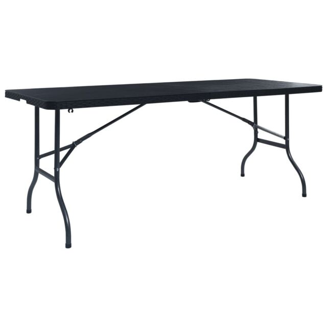 Berkfield Home Folding Garden Table Black 180x75x72 cm HDPE Imitation Rattan - Size: 180 x 75 x 72 cm - image 1