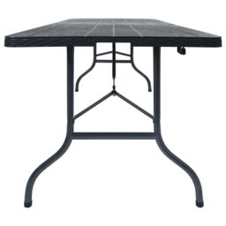 Berkfield Home Folding Garden Table Black 180x75x72 cm HDPE Imitation Rattan - Size: 180 x 75 x 72 cm - thumbnail 3
