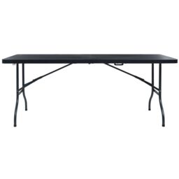 Berkfield Home Folding Garden Table Black 180x75x72 cm HDPE Imitation Rattan - Size: 180 x 75 x 72 cm - thumbnail 2