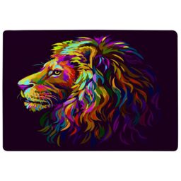 Benjamin Tate Design Lion'S Head On A Purple Background In Popart Style Designer Rug in Natural - Size: Large - thumbnail 1