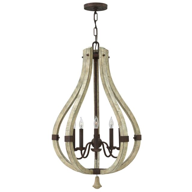Loops 5 Bulb Chandelier Hanging Pendant LIght Iron Rust LED E14 60W Bulb - image 1