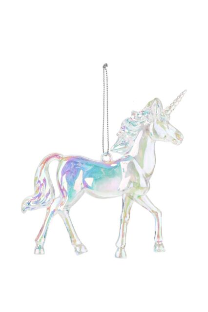 VFM e-Store Christmas Tree Decoration Iridescent Acrylic Unicorn in Clear - image 1