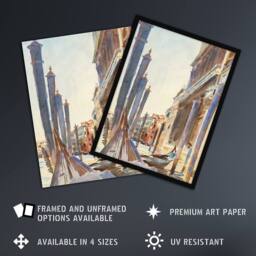 "Artery8 Gondola Moorings on the Grand Canal Sargent Wall Art Poster Print - Size: W24"" x H32""" - thumbnail 2