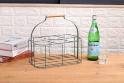 simpa 6 Bottle Metal Carrier Holder Caddy with Handle in Green - thumbnail 3