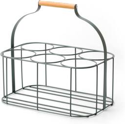 simpa 6 Bottle Metal Carrier Holder Caddy with Handle in Green
