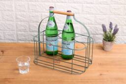 simpa 6 Bottle Metal Carrier Holder Caddy with Handle in Green - thumbnail 5