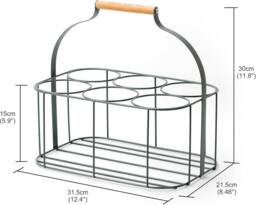 simpa 6 Bottle Metal Carrier Holder Caddy with Handle in Green - thumbnail 2
