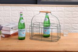 simpa 6 Bottle Metal Carrier Holder Caddy with Handle in Green - thumbnail 4