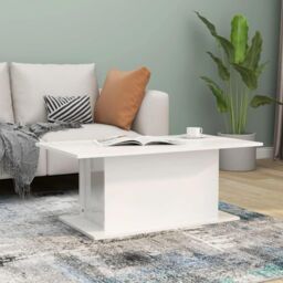 Coffee Table High Gloss White 102x55.5x40 cm Engineered Wood