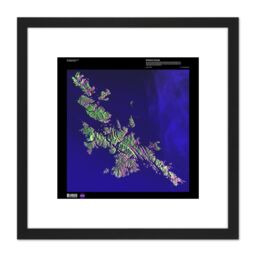 Artery8 Science Map Satellite Shetland Islands Scotland UK Replica 8X8 Inch Square Wooden Framed Wall Art Print Picture with Mount in Black - thumbnail 1