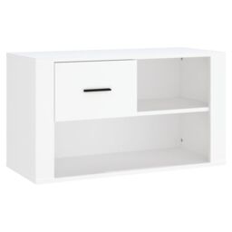 Berkfield Home Shoe Cabinet White 80x35x45 cm Engineered Wood - Size: 80 x 35 x 45 cm - thumbnail 2