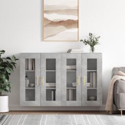 Berkfield Home Wall Mounted Cabinets 2 pcs Concrete Grey Engineered Wood - thumbnail 1