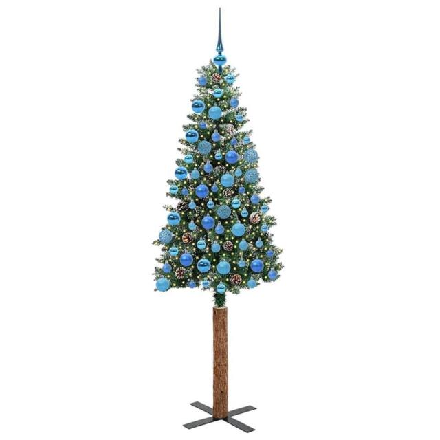 Berkfield Home Elegant Slim Christmas Tree with 300 LEDs Green & White 180 cm - image 1