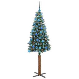 Berkfield Home Elegant Slim Christmas Tree with 300 LEDs Green & White 180 cm - thumbnail 4