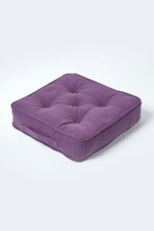 Homescapes Rajput Ribbed Cotton Floor Cushion in Purple - Size: 40 cm x 40 cm - thumbnail 1