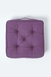 Homescapes Rajput Ribbed Cotton Floor Cushion in Purple - Size: 40 cm x 40 cm - thumbnail 3