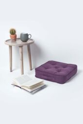 Homescapes Rajput Ribbed Cotton Floor Cushion in Purple - Size: 40 cm x 40 cm - thumbnail 2