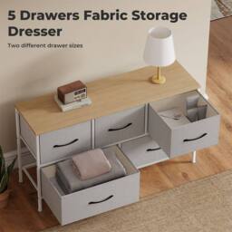 Levede Chest of 5 Drawers Fabric Bedroom Home Clothing Storage Cabinet in Grey - thumbnail 3