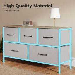 Levede Chest of 5 Drawers Fabric Bedroom Home Clothing Storage Cabinet in Grey - thumbnail 4
