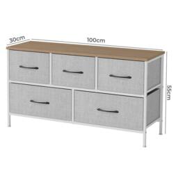 Levede Chest of 5 Drawers Fabric Bedroom Home Clothing Storage Cabinet in Grey - thumbnail 7