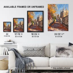 "Artery8 Autumnal Day Bishop Auckland Castle Oil Painting Wall Art Print in Beige - Size: W18"" x H24""" - thumbnail 3