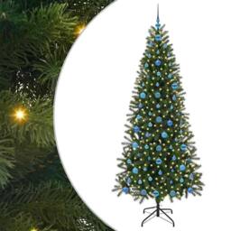 Berkfield Home Artificial Christmas Tree with 300 LEDs Green 210 cm PE & PVC - thumbnail 2