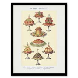 "Artery8 Cold Collation Dishes Kitchen Decor Mrs Beeton Framed Wall Art Print in Yellow - Size: W12"" x H16""" - thumbnail 1