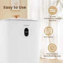 Costway Towel Warmer Bathroom 40L Large Blanket Warmer with 2 Heat Levels in White - thumbnail 8