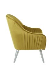 Orsina Modern Mustard Velvet Armchair For Living Rooms, Elegant Curve Pleated Lounge Chair, Decent Dining Chair in Yellow - thumbnail 4