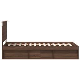 Berkfield Home Bed Frame with Headboard Brown Oak 90 x 190 cm Solid Pine Wood - thumbnail 8