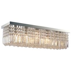 HOMCOM Modern Crystal Ceiling Light Square Chandelier for Home Office in Silver - thumbnail 2
