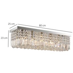 HOMCOM Modern Crystal Ceiling Light Square Chandelier for Home Office in Silver - thumbnail 3