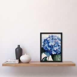 Artery8 Blue Hydrangea Modernist Painting Floral Calm Framed Art Print - Size: A4 - thumbnail 4