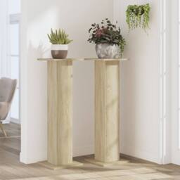 Berkfield Home Plant Stands 2 pcs Sonoma Oak 30x30x95 cm Engineered Wood in Light Brown - Size: 30 x 30 x 95 cm - thumbnail 1