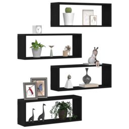 Berkfield Home Wall Shelves Set of 4 - Black Oak - 60x15x23 cm - Made from Engineered Wood - Size: 60 x 15 x 23 cm - thumbnail 3