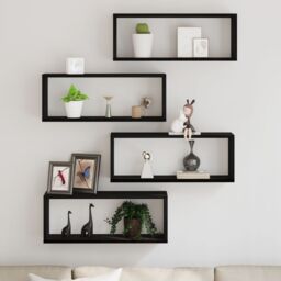Berkfield Home Wall Shelves Set of 4 - Black Oak - 60x15x23 cm - Made from Engineered Wood - Size: 60 x 15 x 23 cm - thumbnail 4