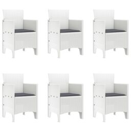Berkfield Home 7 Piece Garden Dining Set with Cushions White Poly Rattan - thumbnail 5
