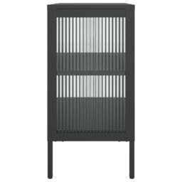 Berkfield Home Sideboard Black 70x35x70 cm Glass & Steel - Size: 70 x 35 x 70 cm - thumbnail 6