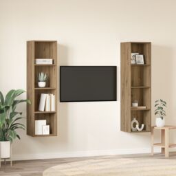 Berkfield Home TV Cabinet 2 pcs Brown 37 x 37 x 142.5 cm Engineered wood - thumbnail 4