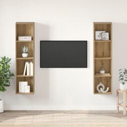 Berkfield Home TV Cabinet 2 pcs Brown 37 x 37 x 142.5 cm Engineered wood - thumbnail 1