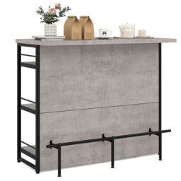 Costway Industrial Home Bar Unit 4-Tier Liquor Bar Cabinet w/Open Shelves in Grey - thumbnail 7