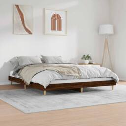 Berkfield Home Durable Bed Frame Brown Oak 120x200 cm Engineered Wood - Size: Small Double - thumbnail 4