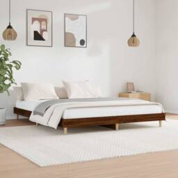 Berkfield Home Durable Bed Frame Brown Oak 120x200 cm Engineered Wood - Size: Small Double - thumbnail 2