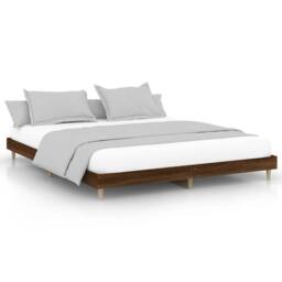 Berkfield Home Durable Bed Frame Brown Oak 120x200 cm Engineered Wood - Size: Small Double - thumbnail 3