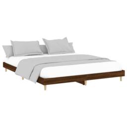 Berkfield Home Durable Bed Frame Brown Oak 120x200 cm Engineered Wood - Size: Small Double - thumbnail 1