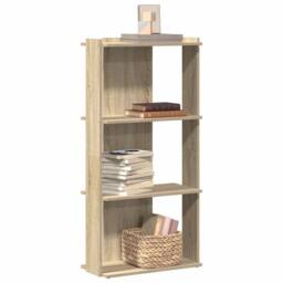 Berkfield Home Beautiful Bookcase 3-Tier Sonoma Oak 60x30x120 cm Engineered Wood in Light Oak - Size: 60 x 30 x 120 cm - thumbnail 2
