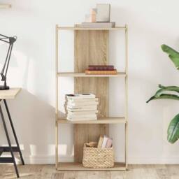 Berkfield Home Beautiful Bookcase 3-Tier Sonoma Oak 60x30x120 cm Engineered Wood in Light Oak - Size: 60 x 30 x 120 cm - thumbnail 1